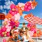 Pink and Orange Balloon Arch Kit with Hot Pink, Orange & Metallic Gold Balloons Garland for Birthday, Baby Shower, Wedding, Tropical Summer Party Decorations